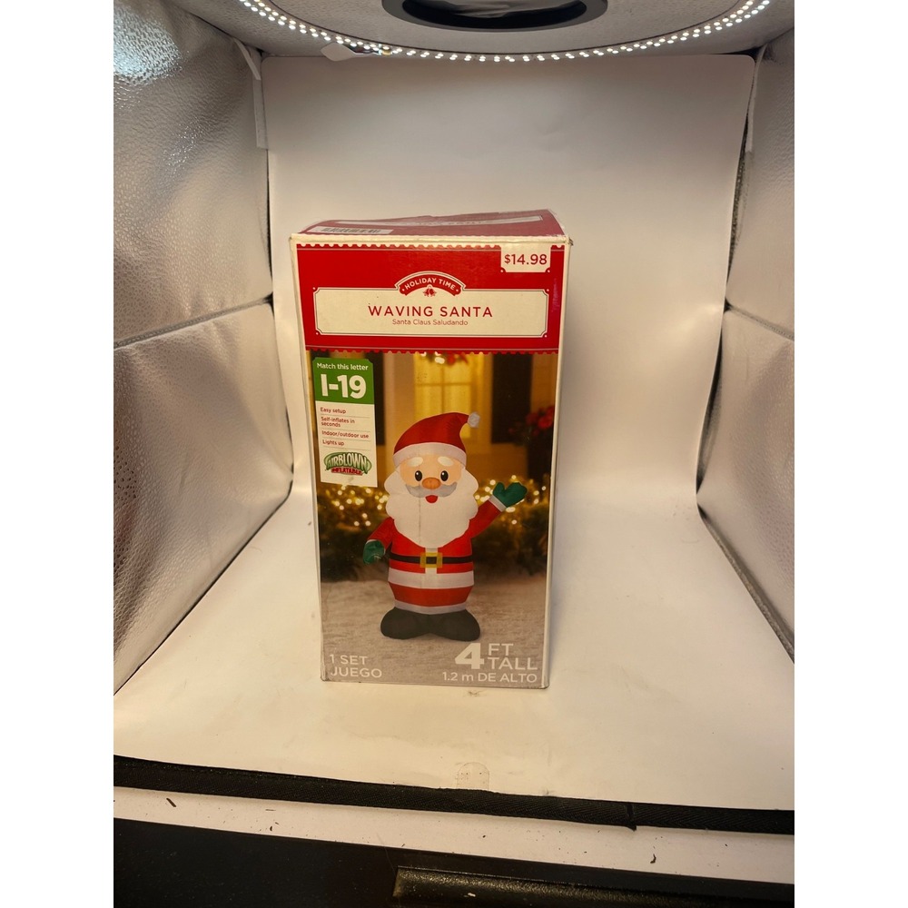 Gemmy Holiday Time 4 ft Santa Inflatable - Self Inflates in Seconds - Lighted